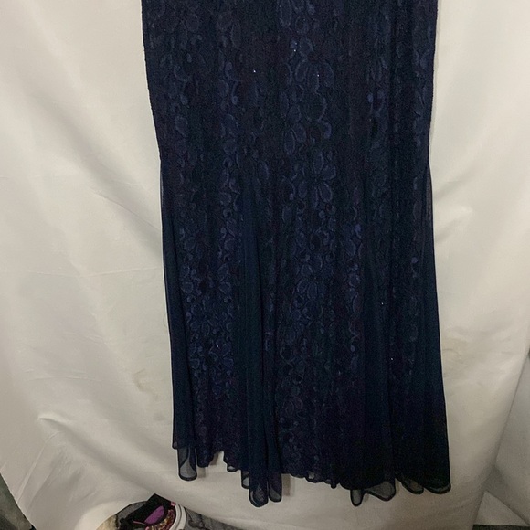 R & M Richard’s  Wo Size 12 FORMAL EVENING DRESS MOTHER OF BRIDE DRESS NAVY EUC - Picture 7 of 16